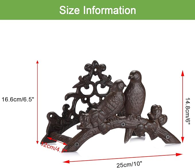 OwnMy Cast Iron Garden Hose Holder Heavy Duty Wall Mount Water Hose Reels Holder, Decorative Water Hose Hanger Garden Hose Storage Organizer Rack for Outdoor Lawn Yard, 10"L x 4.7"W x 6.5"H