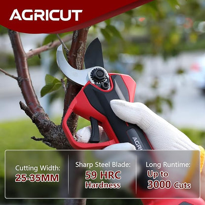 AGRICUT Electric Pruning Shears, 1.2 Inch Max Cutting Capacity Hand Pruners, 14.4V Cordless Branch Cutter with 2 * 2.5Ah Batteries, Pruning Shears for Gardening