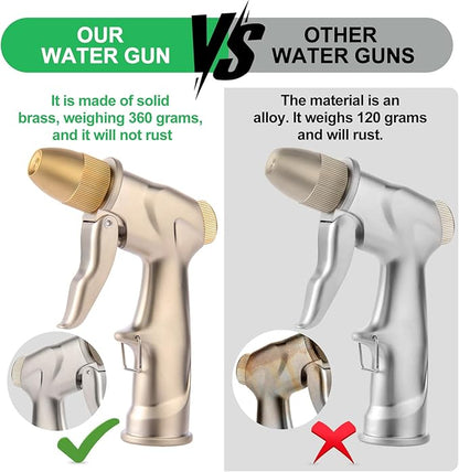 garden nozzle, high-pressure and heavy-duty metal nozzle, with 5 adjustable spray modes, high-pressure handheld sprayer, suitable for watering plants, cleaning houses, cars, and pets(1pcs)