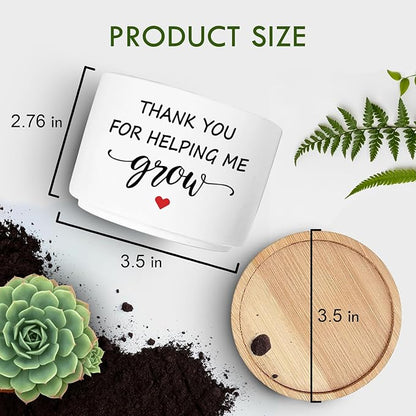 Thank You Gifts for Teacher, Succulent Plant Pot, Flower Planter Gifts, Teachers Appreciation Gift Graduation Retirement Gift Thank You Idea, Thank You for Helping Me Grow (No Plants)