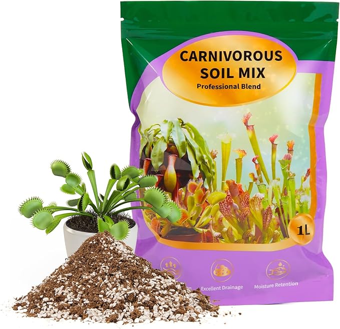 Carnivorous Plant Soil Mix 1qt, Pure Peat Moss and Perlite Mixture for Venus, Pitcher, Butterwort, Nepenthes, Sundew
