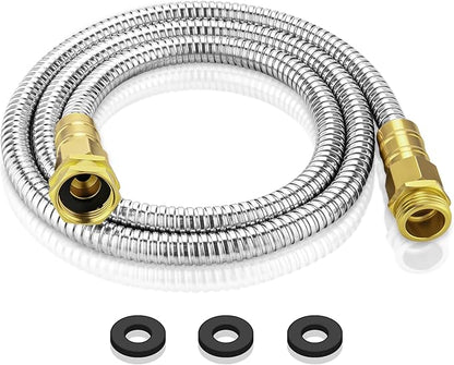 Garden Hose 5 FT, 304 Stainless Steel Metal Water Hose, Heavy Duty Flexible Leader Hose, Short Water Hose Kink Free Hose for Rv, Outdoor, Yard, No Bite, Leak proof and Durable