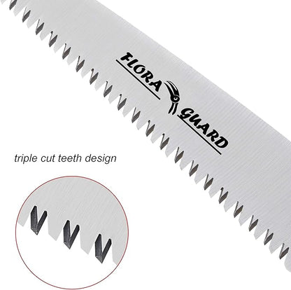 FLORA GUARD 7.7-Inch Folding Saw, Pruning Hand Saw with Triple-Cut Razor Teeth for Wood Cutting, Tree Trimming, and Camping