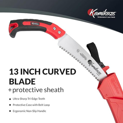 EZ Kut Kamikaze Saw Curved Blade with Scabbard - 19.3 Inch Heavy Duty Pruning - Carbon Hardened Steel Japanese Technology- Best Pruning Saw for Tree Trimming