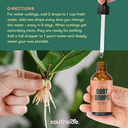 Root Drops - Liquid Rooting Hormone | Fast Propagation, Stronger Roots, Less Shock | Works in Water, Soil, Leca, Moss | for All Indoor Houseplants Like Pothos, Monstera, Philodendron (4 oz)
