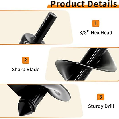 4 x 16 Inch Auger Drill Bit for Planting–Garden Spiral Hole Drill Planter for Bulbs, Bedding Plants & Umbrella Holes|3/8" Hex Drive|The Ultimate Bulb Planter Tool for Cordless Drill