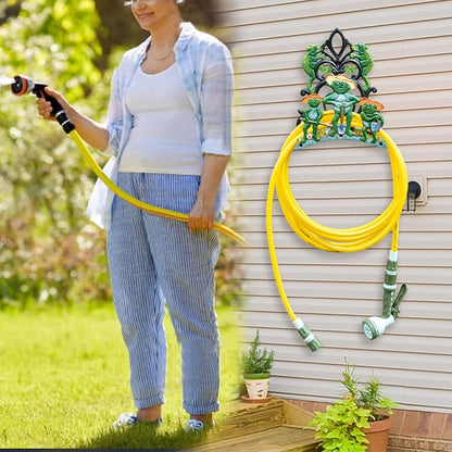 Sungmor Garden Hose Holder Wall Mounted, Large Capacity & Heavy Duty Cast Iron Water Hose Holder for Outside, Pretty & Lovely Hard-working Frogs Hose Reel, Watering Hose Metal Stand Sturdy Pipe Hanger