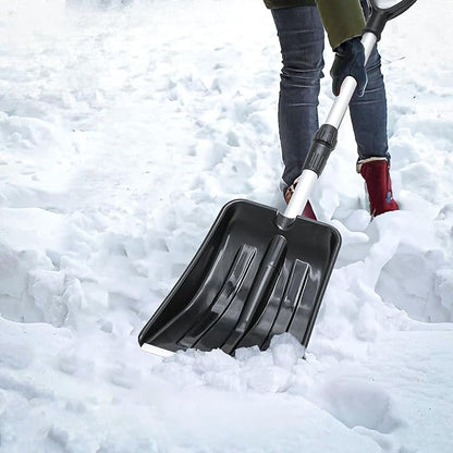 MoNiBloom Extendable Snow Shovel, Light Weight Polypropylene Blade with Aluminum Edge, Multifunctional & Compact Emergency Snow Shovel for Cars, Snowmobiles, Camping and Mud
