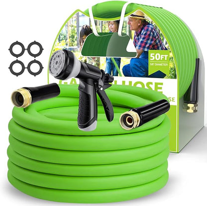 Lefree Garden Hose, Flexible Water Hose with 10 Function Nozzle, Heavy Duty, Sturdy, Drinking Water Safe, All-weather, Outdoor Hose with Kink Resistance, Burst 600 PSI
