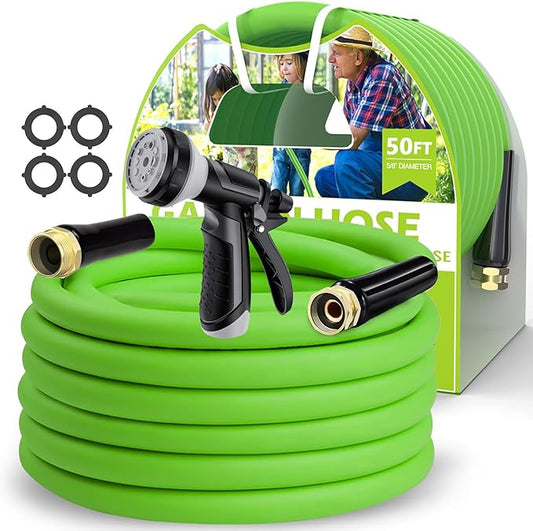 Lefree Garden Hose, Flexible Water Hose with 10 Function Nozzle, Heavy Duty, Sturdy, Drinking Water Safe, All-weather, Outdoor Hose with Kink Resistance, Burst 600 PSI
