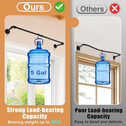 Bigmeta 34in Hanging Planters Rod for Indoor Plants - Max. Load 44 lb Black Metal Holder Rod for Wall Ceiling Decor, 2 Pcs (Pot Chain & Plants Not Included)