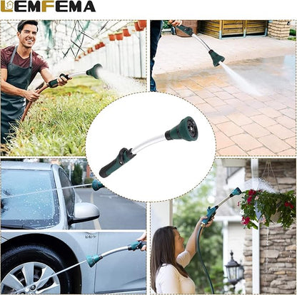 Watering Wand, 15 Inches Sprayer Wand Garden Hose Nozzle with 8 Adjustable Watering Patterns and Thumb Control Shut Off Valve for Showering Dog, Clean the ground, Car Wash, Lawn and Garden (Green)