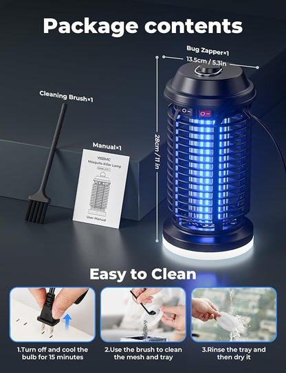 YISSVIC Bug Zapper Outdoor Indoor Waterproof Electric Mosquito Lamp Fly Zapper Killer Effective 4200V Plug in for Home Patio Office Courtyard