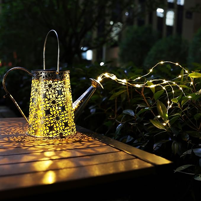 VOOKRY Solar Watering Can Lights, Large Retro Metal Hanging Solar Lights Outdoor Waterproof, Gifts for Women Mom Grandma Birthday Christmas, Outside Yard Garden Lawn Patio Decoration, Warm White