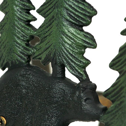 Zeckos Cast Iron Black Bears in Forest Decorative Wall Mounted Hanging Garden Hose Hanger - 11 Inches in Diameter - Wildlife Themed Outdoor Hose Holder Decor