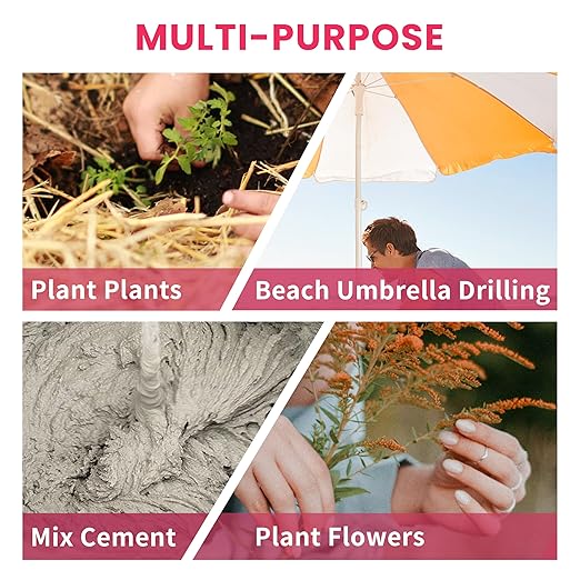 4x12 Inch Auger Drill Bit for Planting - Heavy Duty Garden Tools Auger Drill Bit for Planting Bulbs, Flowers, and Trees