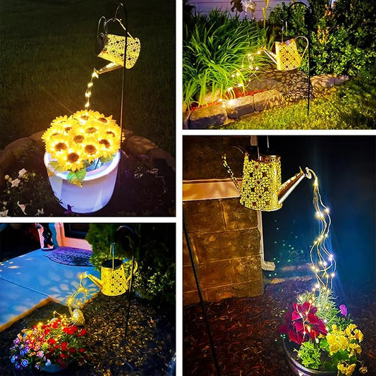 VOOKRY Solar Watering Can Lights, Large Retro Metal Hanging Solar Lights Outdoor Waterproof, Gifts for Women Mom Grandma Birthday Christmas, Outside Yard Garden Lawn Patio Decoration, Warm White