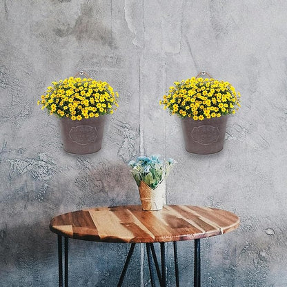 GANAZONO 2pcs Tin Wall Hanging Flower Pot Fence Decor Hanging Baskets for Plants Fence Planters for Outdoor Plant Holder Iron Wall Mounted Planter Grey Jug