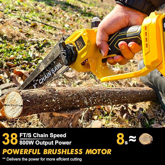 4-in-1 Cordless Pole Saw & Electric Pruning Shears for DeWalt 20V Battery, 8 Inch Brushless Mini Chainsaw with Extension Pole, 15 Ft Reach, Auto Oiling, for Tree Trimmer Branch Cutter(NO Battery)