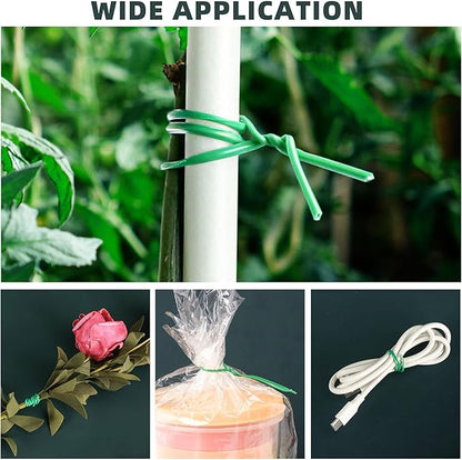 YMHB Twist Ties, 656Feet (200m) Green Garden Plant Ties with Cutter, Green Twist Ties for Gardening Tomatoes Vines Tie Garden Ties, Plant Support and Office Home Cable Organizing