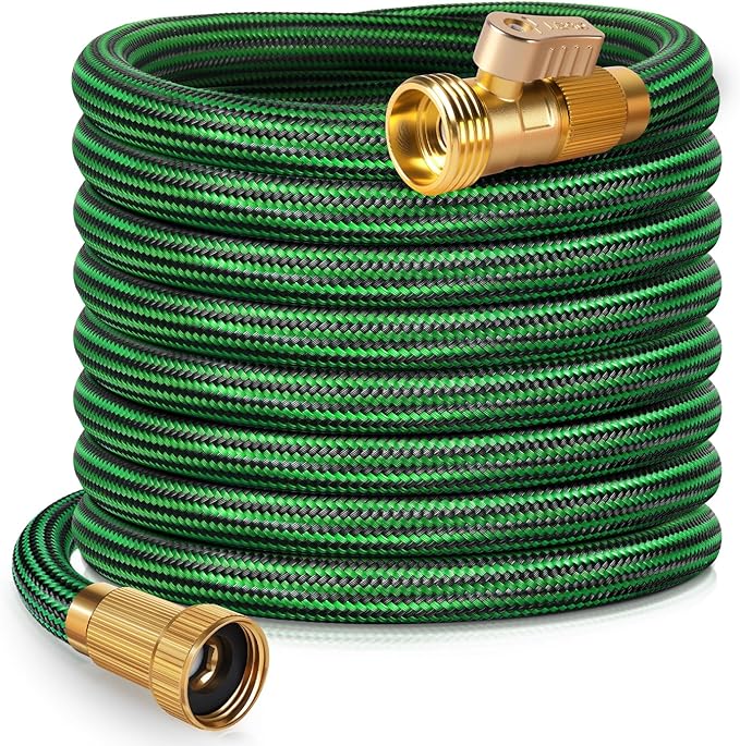 Garden Hose 50 ft NON-EXPANDABLE Water Hose, Flexible & Lightweight Kink Resistant Hybrid Hose, Leak-Proof Heavy Duty, Super Durable Fabric with 3/4" Solid Brass Connectors