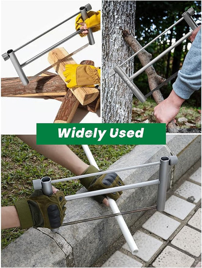 BIBURY Folding Hand Saw Outdoor Survival Tools, Portable Folding Wood Saw with 2pcs Replaceable 12.4” Blade & Buckle Cloth Bag, Aluminium Alloy Camping Pruning Tree Hand Saw for Gardening