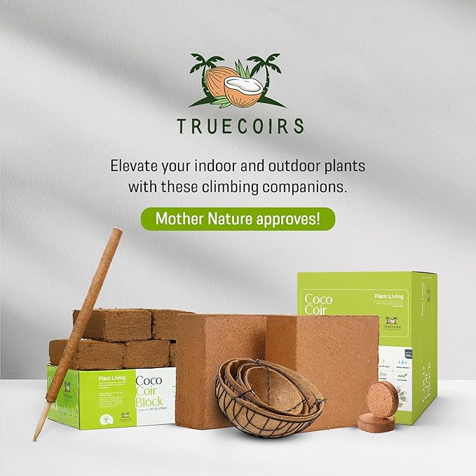 Coco Coir Bricks - Pack of 5, 1.4LBS Each (Total 7LBS)| Organic Solution for Sustainable Gardening! |OMRI Listed | Renewable Soil Made of Coconut | PH (Neutral) | Low EC