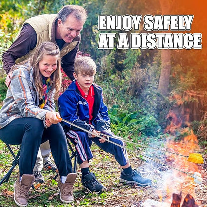 Briout Extendable Marshmallow Roasting Sticks- Extra Long 45'' Stainless Steel Smores Sticks for Fire Pit, Smore Skewers Hot Dog Fork Campfire Accessories, Camping Essentials for S'mores- 5 Pack