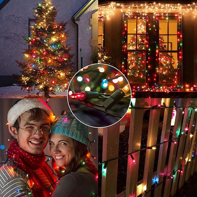 3 Sets Christmas Lights, 150 Count 33 FT Each Mini String Lights, Green Wire Fairy Lights, 120V UL Certified Connectable Xmas Tree Light for Holiday Winter Patio Party Outdoor Decoration, Multicolor