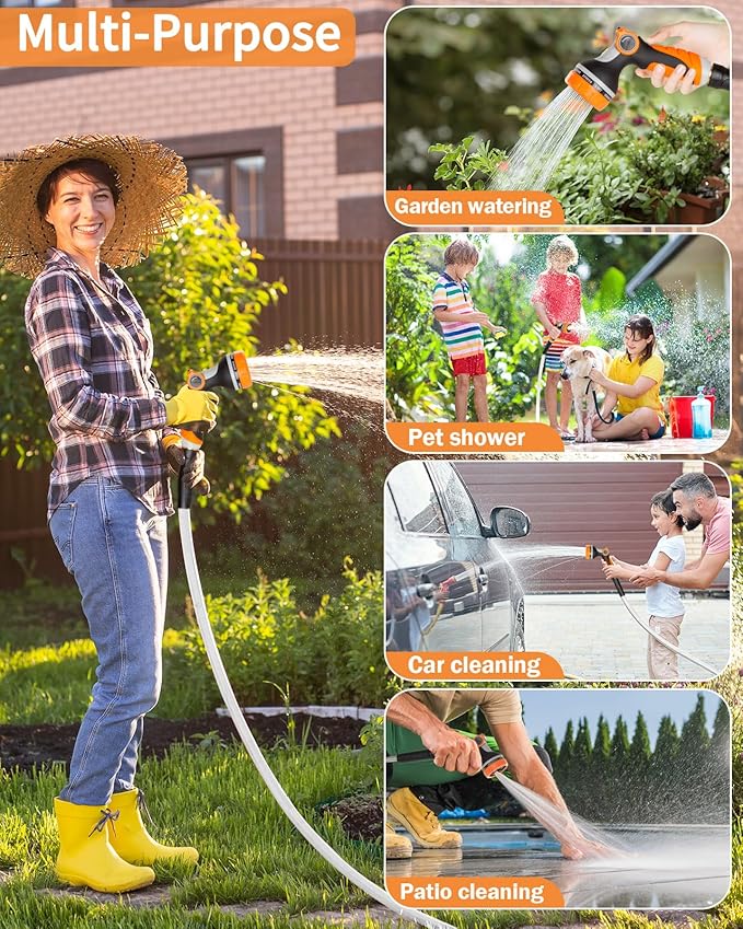 KOSOEUR Retractable Garden Hose Reel, 1/2 In X 100 ft Retractable Hose Reel, Automatic Retractable Water Hose Reels for Outside with 10 Pattern Nozzle, Any Length Lock Auto-retract 180° Swivel Bracket