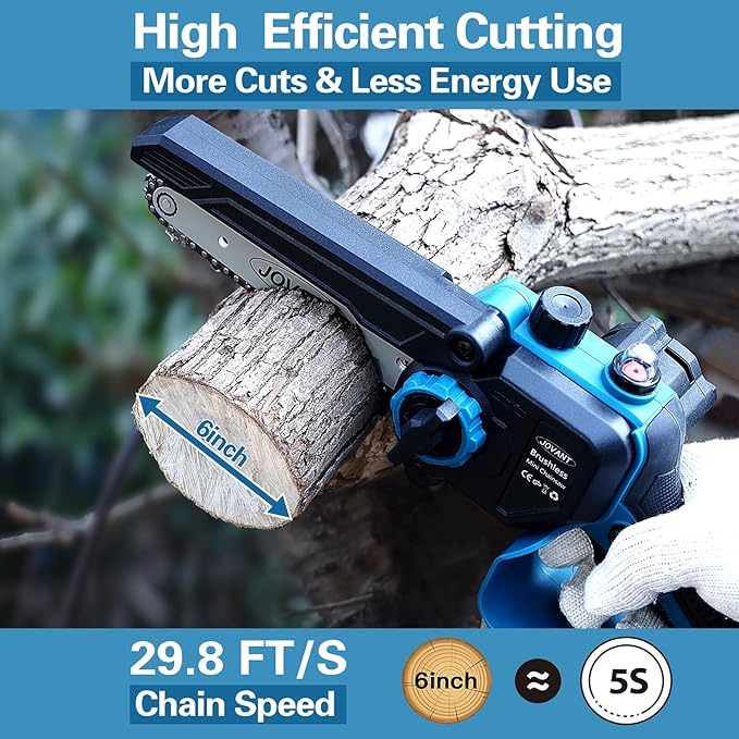 6" Electric Power Chainsaw, Electric Pruner for 1.2 inch Tree Trimming, 6 inch Battery Saw with 20V 4.0Ah Battery, Garden Power Tools for Tree Branches,Courtyard, Household