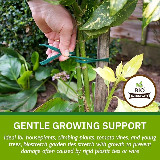 Soft Garden Plant Ties for Indoor & Outdoor Plants - Strong & Stretchy Cut-to-Length Plant Tape for Climbing Plants, Tomato Vines & Home Gardening (130 ft / 40M)