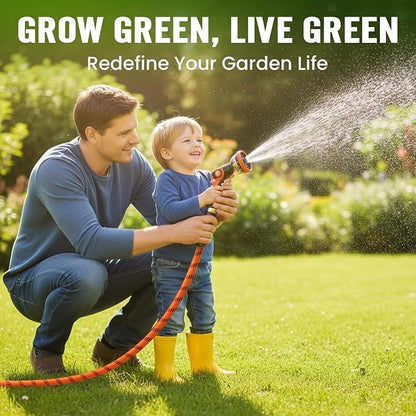 Garden Hose 50 ft, Water Hose Heavy Duty, Flexible Lightweight Non-Expanding Hose with 10 Function Sprayer, Leak-Proof, Burst-Resistant, High-Pressure, Anti-Kink, Garden Gifts for Men Women