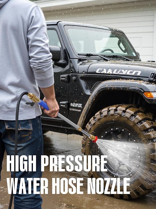 Jet Nozzle High Pressure Hose Nozzle, Hydro Jet High Pressure Washer Tools With 3 Different Nozzles, 3-In-1 High Pressure Power Wand, Hose Quick Connectors For Patio Car Pet Window Washing, Blue