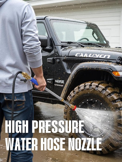 Jet Nozzle High Pressure Hose Nozzle, Hydro Jet High Pressure Washer Tools With 3 Different Nozzles, 3-In-1 High Pressure Power Wand, Hose Quick Connectors For Patio Car Pet Window Washing, Blue