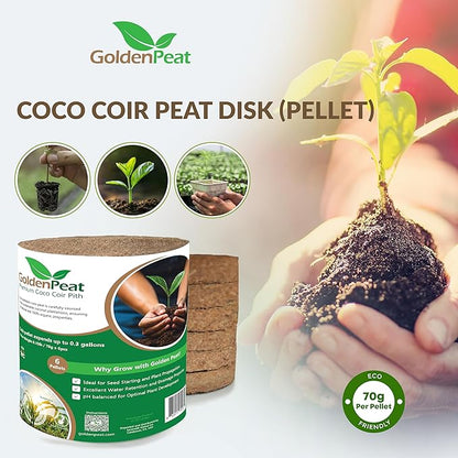 Low EC (<0.5) Coco Peat Seed Starting Mix (94 mm - 216 Pack) for Seedlings. Compressed Seed Starting Pellets, Seed Starter Pods for Seedlings, Indoor/Outdoor Plants, Herbs, Vegetables & Flowers
