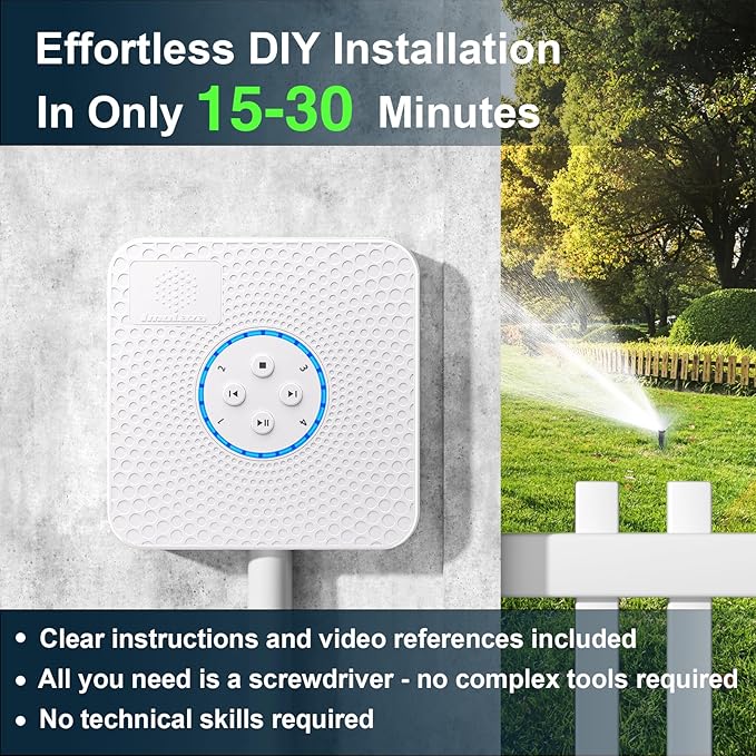 ImoLaza ET Master 4th Gen Smart Sprinkler Controller: Upgraded 4-Zone WiFi Irrigation Controller with Automated Watering, App Control, Smart Weather Skips and Fault Alerts