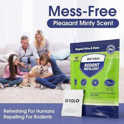 Rodent Repellent Pouches – Peppermint Oil, Plant-Powered – Repels Mice, Rats & Squirrels, Mouse Repellent– Protects Indoor, Car, RV, Boat, Garage & Cabin – 10 Pouches