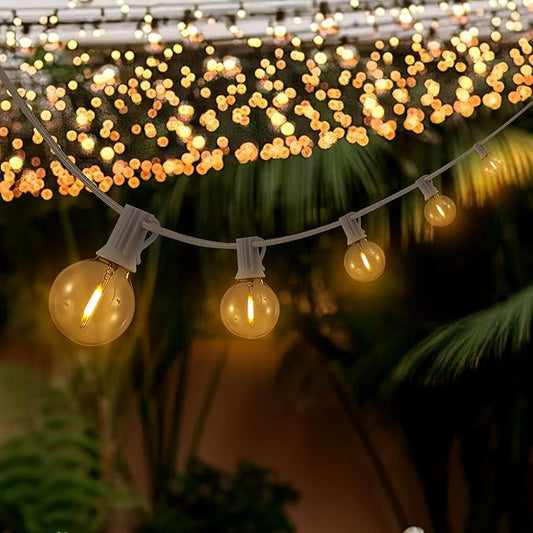 JONATHAN Y JYL8700B 25' Outdoor LED Globe String Lights with 25 G40 Bulbs, UL Listed Waterproof Patio Lights, Connectable Hanging Lights for Backyard, Porch, Cafe, Wedding, Party Decor, White