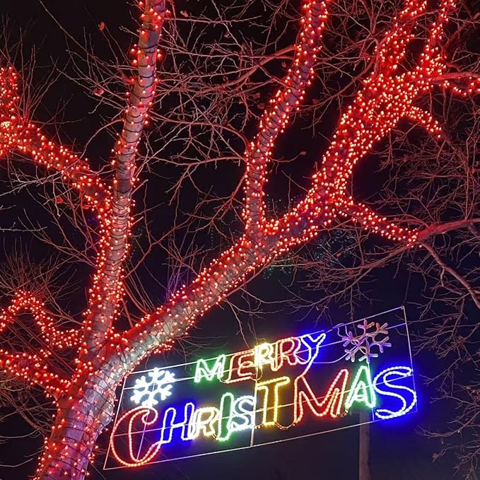 YEGUO 165ft 500 LED Christmas Lights Outdoor Waterproof, Red String Lights Plug in, Twinkle Christmas Tree Lights Indoor with Timer Memory 8 Modes