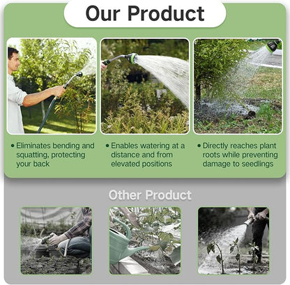 Watering Wand Heavy Duty,Metal Garden Hose Wand with 8 Spray Patterns 15-Inch Long Hose Nozzle Sprayer with Thumb Flow Control for Watering Plants Cleaning Car Washing and Showering Pets (15 Inch)