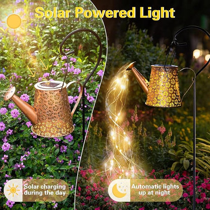 Solar Watering Can Lights,Metal Outdoor Garden Decor for Outside,IP65 Waterproof Hanging Lantern Lights, Yard Decorations Outdoor for Garden Pathway Christmas Gifts