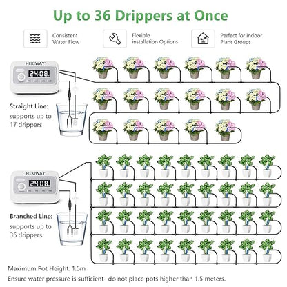49FT Automatic Plant Watering System–HEKIWAY 390 Adjustable Watering Modes, Supports 15-36 Pots | Indoor Garden System & Vacation Plant Watering Devices, Auto Watering for Plants Outdoor