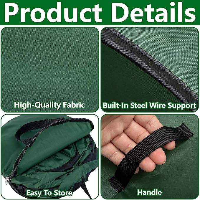 2 Pcs Foldable Pop Up Leaf Collector, Miniature Leaves Pickup and Loader Bag, Lawn Portable Leaf Bags for Cleaning Up Garden Weeds Branches Waste Trash