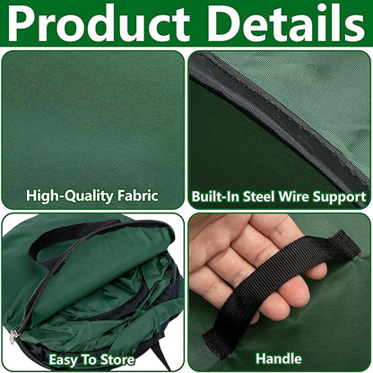 2 Pcs Foldable Pop Up Leaf Collector, Miniature Leaves Pickup and Loader Bag, Lawn Portable Leaf Bags for Cleaning Up Garden Weeds Branches Waste Trash