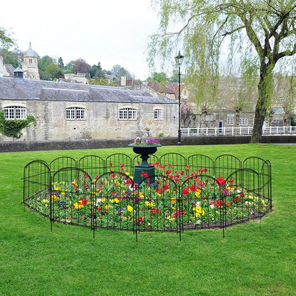 17in(H) x 10ft(L) Garden Fence Animal Barrier No Dig, 10 Panels Rustproof Small Metal Fencing, 1.5in Gap Fence Border, Outdoor Decorative Fence for Yard Dogs Rabbits