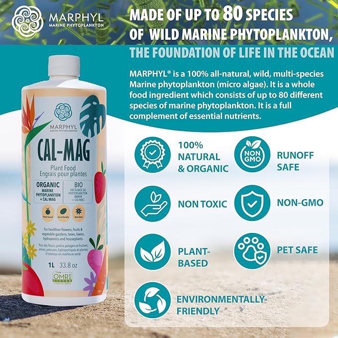 MARPHYL Organic CALMAG Liquid Fertilizer, Calcium + Magnesium, Corrects Common Plant Deficiencies, for Garden, Flowers, Vegetables, Succulents, Bamboo, Hydroponics 16.9 oz