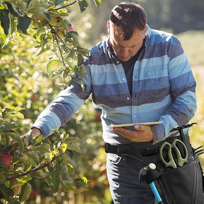 KUNN Garden Tool Organizer Belt Multifunctional Work Apron Pouch for Gardeing Florist Plumbing,Black