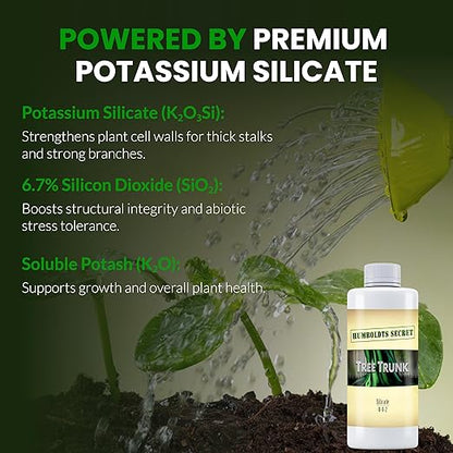 Humboldts Secret Tree Trunk | Potassium Silicate Additive | Liquid Fertilizer for Thicker Stalks, Stress Resistance & Branch Development | Indoor & Outdoor Plant Food, Hydroponic Nutrients, 8 Ounce