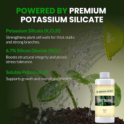 Humboldts Secret Tree Trunk | Potassium Silicate Additive | Liquid Fertilizer for Thicker Stalks, Stress Resistance & Branch Development | Indoor & Outdoor Plant Food, Hydroponic Nutrients, 8 Ounce